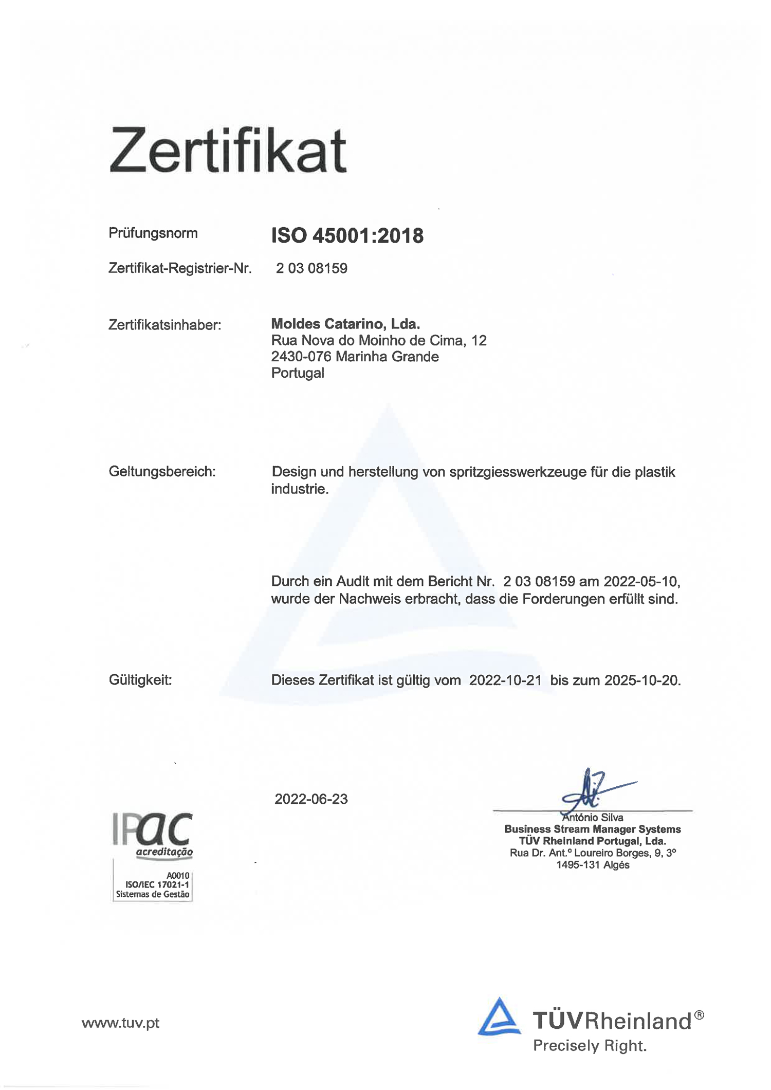 Zertifikat ISO45001